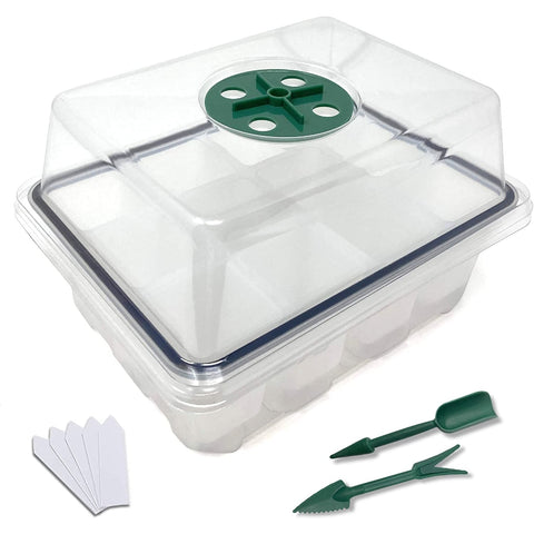 12-Cell Reusable Silicone Seedling Tray with Dome & Base 2pk