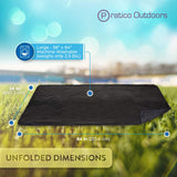 Large black outdoor and stadium blanket unfolded dimension