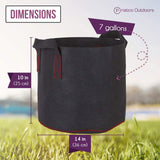 fabric pots dimensions that fits 7 gallons