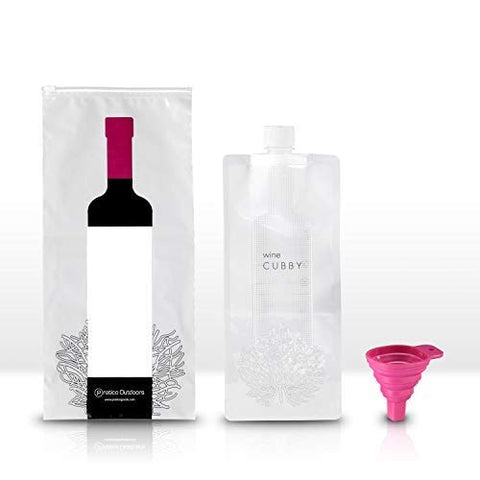 Winecubby reusable foldable wine bag with collapsible funnel