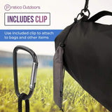 Stake carrying pouch with clip for easy attachment