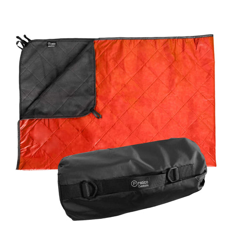 Grey and Orange large outdoor fleece picnic blanket