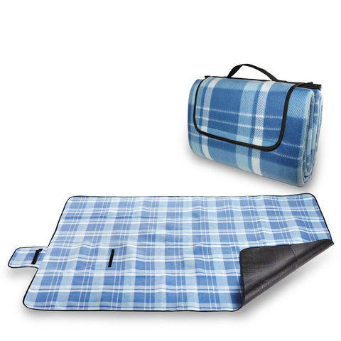 Large 60 x 80 inch blue picnic and outdoor blanket