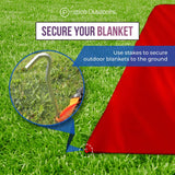 Aluminum stakes to secure blankets