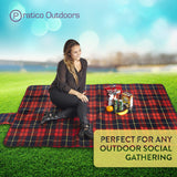 Red picnic and outdoor blanket for outdoor social gathering