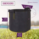 5 gallon fabric pots dimensions