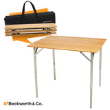 Large smartflip bamboo portable folding table with carry bag