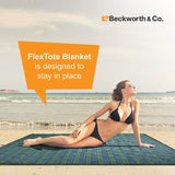 Flextote beach blanket secured in place