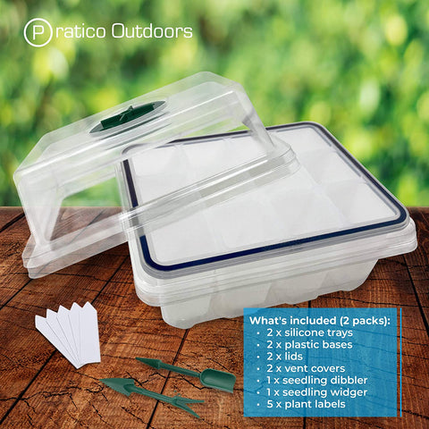 Silicone seedling starter tray kit inclusions