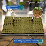 Four sheets fit into a standard greenhouse tray
