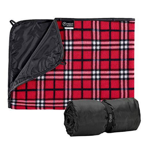 Large water resistant red fleece picnic blanket