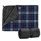 Large water resistant navy blue fleece picnic blanket